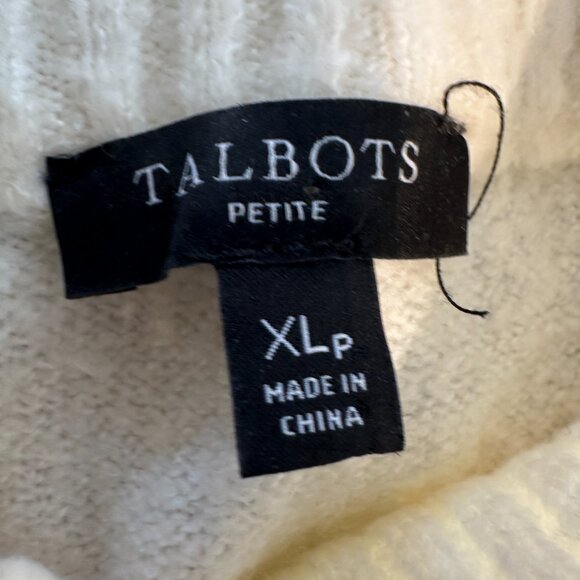 Talbots Petite Sweater Fair Isle Pattern Mock Neck Stretch Fabric Ivory W US XLP - Picture 7 of 9